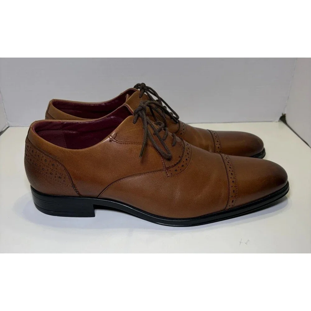 Stacy Adams Shoes Men's Size 12 Brown Leather Cap Toe Dress Oxford Memory Foam